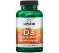 Vitamina D-3 con aceite de coco, 2000 UI - 60 cápsulas blandas