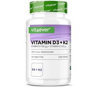 Vitamina D3 20 000 UI + vitamina K2 200 µg MK7 Depot - 100 comprimidos - Alta dosis - 99,7% MK7 totalmente trans - Vegetariano - Sin aditivos innecesarios