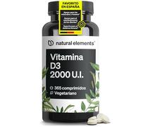 Vitamina D3 2000 UI - 365 Tabletas para 1 año - huesos y sistema inmunitario - Vitamina D colecalciferol en alta dosificación - Probado en laboratorio y sin aditivos