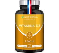 Vitamina D3 2000 UI (50 µg) - Contribuye a Huesos, Dientes, Músculos y Sistema Inmunitario - 60 Cápsulas Veganas - Alta Dosificación - Sin Gluten ni OGM - Nutrimea
