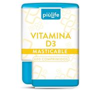 Vitamina D3 2000 UI Por Dosis (2 Al Día) PiùLife, 600 Comprimidos Masticables, Suplemento Vitamina D Colecalciferol, Apoyo Para Huesos, Músculos, Sistema Inmunitario Y Dientes, Vit D3 Pura