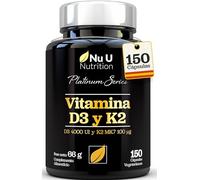 Vitamina D3 4000 UI y Vitamina K2 MK7 100 μg - 150 Cápsulas Vegetarianas - Suministro Para 5 Meses - Complemento de Vitamina D y K2 de Alta Potencia - Nu U Nutrition