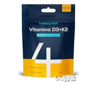 Vitamina D3 K2 Comprimidos - 20µg (800 UI) Vitamina D3 + 100µg Vitamina K2 (MK-7) | 365 Comprimidos 1 Año | Huesos, Sistema Inmunitario & Músculos | Vegetariano | 4 HIM & HER