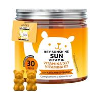 Vitamina D3 K2 Hey Sunshine - Gominolas con vitamina D3 25 µg (1000 UI) y K2 - Función normal del sistema inmunitario - 30 unidades (1 mes) - Sin azúcar, Veganas - Bears with Benefits