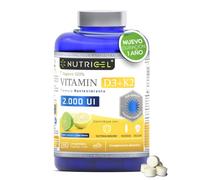 Vitamina D3 + K2 MK7 2000 UI Vegana - 180 Comprimidos Sabor Lima-Limón | Vitamina D3 2000 UI + K2 MK7 all-trans 100 mcg · vegana · comprimido pequeño sabor lima-limón · 180 uds · 1 año