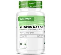 Vitamina D3 + K2 MK7-240 Comprimidos - 5.000 UI (125µg) de Vitamina D3 y 100µg de K2 por Comprimido - Premium: 99,7+% All-Trans (K2VITAL® by Kappa) - Alta Pureza - Alta Dosificación - Vegetariano