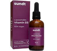 Vitamina D3 liposomal en gotas para el fortalecimiento de los huesos y un sistema inmune sano - Frasco de 60 ml - 30 aplicaciones - Sin OGM - Hecho en la UE - Sundt Nutrition® Suplemento alimenticio