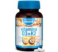Vitamina D3 y K2, 60 comprimidos, 60 días, DietMed | Huesos - Coagulación normal - Sistema inmunitario - Función muscular - 60 comprimidos - 60 días