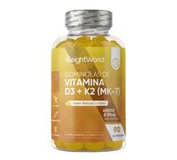 Vitamina D3 4000UI y K2 MK7 Gominolas - 90 Gummies, 3 Meses de Suministro | Contribuye al Mantenimiento Normal de los Huesos (EFSA) - 100μg D3 y 50μg K2 por Gominola - Sin Gluten, Sin OGM, Vegetariano