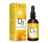 Vitamina D3 y K2 MK-7 Gotas Vegavero | VEGANO | Para un Año | EirVit, + Vitamin D3V | Sin Aditivos | 1000 UI Dosis Diaria