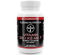 Vitamina D3 y K2 MK7 Capsulas 1000 UI / 180 mcg - 100 Cápsulas (3+ Meses de Provisión) de Desintegración Rápida con Vit K 2 MK 7 Menaquinona & Vit D Colecalciferol Polvo (D3+K2 Supplement Capsules)