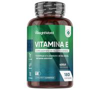 Vitamina E 400UI, 180 Cápsulas Veganas para 6 Meses - Acetato de DL-α-Tocoferol, La Vitamina E Contribuye a Proteger las Células del Estrés Oxidativo, Sin OGM