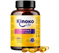 Vitamina E Cápsulas 500 UI Natural 200 Softgels D Alfa Tocoferol Vitamina E Pura Alta Concentración Sin Soja Sin Gluten Non GMO Kinoko Life
