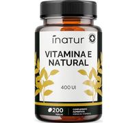 Vitamina E Capsulas Natural 400 UI (D-Alpha Tocoferol) - 200 perlas | Inatur | Dosis 6 meses | Antioxidante, Antiedad y Salud Cardiovascular | Sin Aditivos | Sin Lactosa | Sin Gluten.