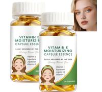 Vitamina E Facial Capsule Essence for Deep Moisturizing & Anti-Aging - 60 Pearls of Squalane & Jojoba Oil Serum - Blanqueador y alisador de la piel facial para piel seca y sensible (2 unidades)