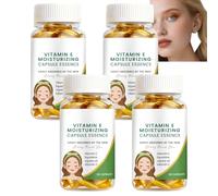 Vitamina E Facial Capsule Essence for Deep Moisturizing & Anti-Aging - 60 Pearls of Squalane & Jojoba Oil Serum - Blanqueador y alisador de la piel facial para piel seca y sensible (4 unidades)