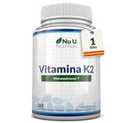 Vitamina K2 MK 7 200mcg - 365 Comprimidos Veganos - 1 al Día - Suministro Para 1 Año - Vitamina K2 Menaquinona de Alta Potencia - Fabricado en Europa - Nu U Nutrition