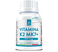 Vitamina K2 MK7 200 mcg 360 Mini Comprimidos PiùLife, Vitamina K Y Menaquinona MK7 (100% All-trans MK-7), Suplemento Mantenimiento Huesos Normales, Articulaciones, Alta Biodisponibilad
