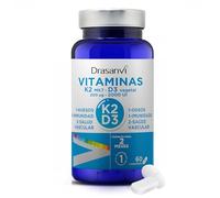 Drasanvi Complemento de Vitaminas K2 MK7 + D3 Vegetal | 200 µg + 2000 UI | 60 Comprimidos | Formato para 2 Meses