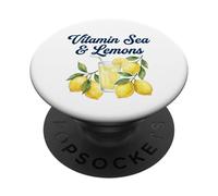Vitamina Mar y Limones - Acuarela Verano Arte Costero PopSockets PopGrip Adhesivo