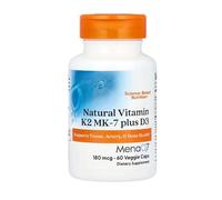 Vitamina natural K2 MK-7, D3, 180 mcg, sin OMG, sin gluten, sin soja, 60 cápsulas vegetarianas