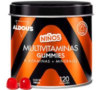 Gominolas Multivitaminas Niños - 120 Gummies Sabor natural Fresa - 12 vitaminas y minerales - Vitaminas, Biotina, Zinc, Ácido Fólico, Yodo, Colina - Vitamina c para niños - Vitaminas niños