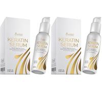 Vitamins Serum de Keratina para Cabello - Tratamiento con Biotina, Colageno y Aceite Castor Oil y Jojoba - Activador de Rizos Protector Termico para Pelo Seco y Dañado (Paquete de 2)