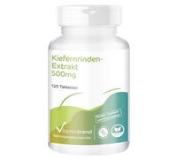 Vitamintrend Extracto de corteza de pino 500 mg, 120 comprimidos, alta dosis, con vitamina C, complemento alimenticio vegano sin estearato de magnesio, fabricado en Alemania