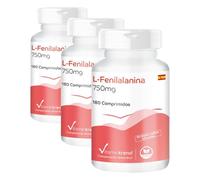 Vitamintrend L-fenilalanina 750 mg, 180 tabletas, 750 mg de L-fenilalanina por dosis diaria, complemento alimenticio vegano sin estearato de magnesio, fabricado en Alemania (Paquete de 3)