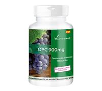 Vitamintrend OPC 900 mg por dosis diaria, 180 cápsulas fácil de tragar, extracto de semilla de uva de alta dosificación, complemento alimenticio vegano sin estearato de magnesio, fabricado en Alemania