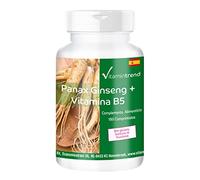 Vitamintrend Panax Ginseng + Vitamina B5, 180 tabletas, alta dosis, con ácido pantoténico, complemento alimenticio vegano sin estearato de magnesio, fabricado en Alemania