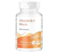 Vitamintrend Vitamina B3 Niacina 100 mg, 180 tabletas, fácil de tragar, alta dosis, complemento alimenticio vegano sin estearato de magnesio, fabricado en Alemania