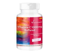 Vitamintrend Vitamina C tamponada 1000 mg, 180 cápsulas, suave para el estómago, complemento alimenticio vegano sin estearato de magnesio, fabricado en Alemania