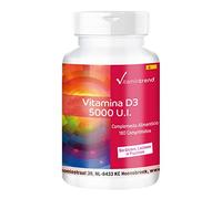 Vitamintrend Vitamina D3 5000 UI, 180 tabletas, fácil de tragar, alta dosificación, colecalciferol, complemento alimenticio sin estearato de magnesio, fabricado en Alemania