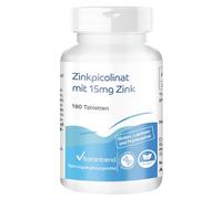 Vitamintrend Zinc de alta dosificación 15 mg de picolinato de zinc, 180 tabletas, fácil de tragar, complemento alimenticio vegano sin aditivos, fabricado en Alemania