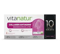 Vitanatur - Collagen Antiaging, Complemento Alimenticio, Ayuda a Mantener la Piel en Buen Estado, Acción Antiedad, Colágeno Hidrolizado, Ácido Hialurónico y Vitamina C, Sabor Frutos Rojos - 10 Viales