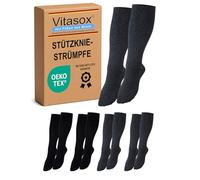 Vitasox Medias de apoyo hasta la rodilla 44450-58, medias de viaje hasta la rodilla de algodón, de señora y caballero, de compresión, lote de 4, negro/antracita, 35/38