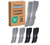 Vitasox Medias de apoyo hasta la rodilla 44451-58, medias de viaje hasta la rodilla de algodón, de señora y caballero, de compresión, lote de 4, plata/antracita, 39/42