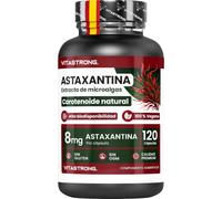 Vitastrong Astaxantina 8 mg, 120 cápsulas vegetales, 4 meses, 1 al día | Astaxantina natural procedente de la microalga *Haematococcus pluvialis*: 8 mg reales por cápsula, apta para veganos
