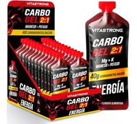 Vitastrong Carbo Gel 2:1, Energetico Ciclismo y Running, 24 Sobres Monodosis 60ml, 40g Carbohidratos, 56mg Magnesio y 300mg Potasio/Dosis, Maltodextrinas x Intra Workout, Power Gel Deporte Energia