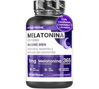 Vitastrong Melatonina Complex, 365 Micro-Comprimidos de Melatonina | 1mg, Manzanilla, Valeriana, Lavanda y Vit B6, Melatonina Liberación Prolongada, Sueño y Jet Lag, Pastillas Melatonina Natural