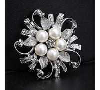 VITAU Broches de Plata para Boda, Broche de Cuentas de Perlas, Collar de Flores, alfileres de Vestido, Regalo de joyería