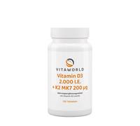 Vitaworld - Vitamina D3 2000 UI + K2 MK7 200 mcg (120 comprimidos)