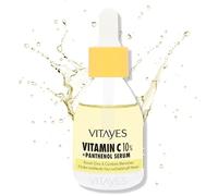 Vitayes 10% Vitamina C Serum + Pantenol, Rejuvenecimiento de la Piel altamente efectivo, Antiarrugas, Iluminación, Hidratante, Cuidado de la piel, Belleza Booster, Serum facial para piel radiante