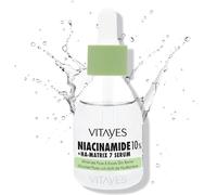Vitayes Sérum de niacinamida y ácido hialurónico 10% - refinamiento de poros, fortalecimiento de la barrera cutánea, hidratante, antienvejecimiento, dermatológicamente probado
