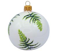 Vitbis Bolas de Cristal soplado - Bolas de Cristal pintadas a Mano - Decoración para árbol de Navidad de Pascua - Pintura Inspirada en la Naturaleza - Blanco y Verde - 10 cm - 2 Unidades