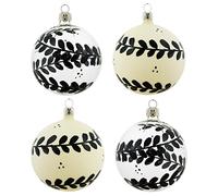 Vitbis Bolas de Cristal soplado - Bolas de Cristal pintadas a Mano - Decoración para árbol de Navidad de Pascua - Pintura Inspirada en la Naturaleza - Patrón Negro - 8 cm - 4 Unidades