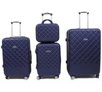 Viterbo Biancheria Juego de 4 maletas con ruedas, bolsa de belleza, carrito de viaje, cerradura de seguridad, apto para todo tipo de viajes, Azul Oscuro, Grande,Media,Piccola,Beauty, Moderno