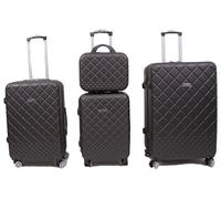 Viterbo Biancheria Juego de 4 maletas con ruedas giratorias, neceser, trolley de viaje, cerradura de seguridad, apto para todo tipo de viajes, gris oscuro, Grande,Media,Piccola,Beauty, Moderno