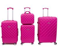 Viterbo Biancheria Juego de 4 maletas con ruedas giratorias, neceser, trolley de viaje, cerradura de seguridad, apto para todo tipo de viajes, fucsia, Grande,Media,Piccola,Beauty, Moderno